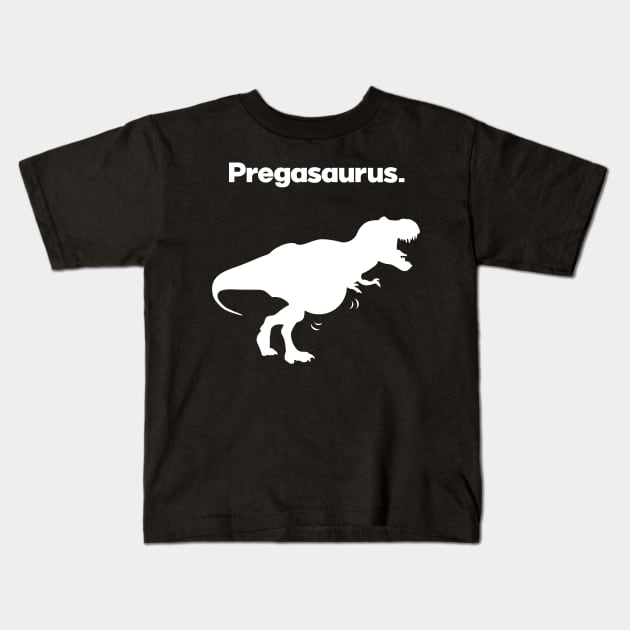 Pregasaurus Pregnant Dinosaur T-rex Kids T-Shirt by Wearing Silly